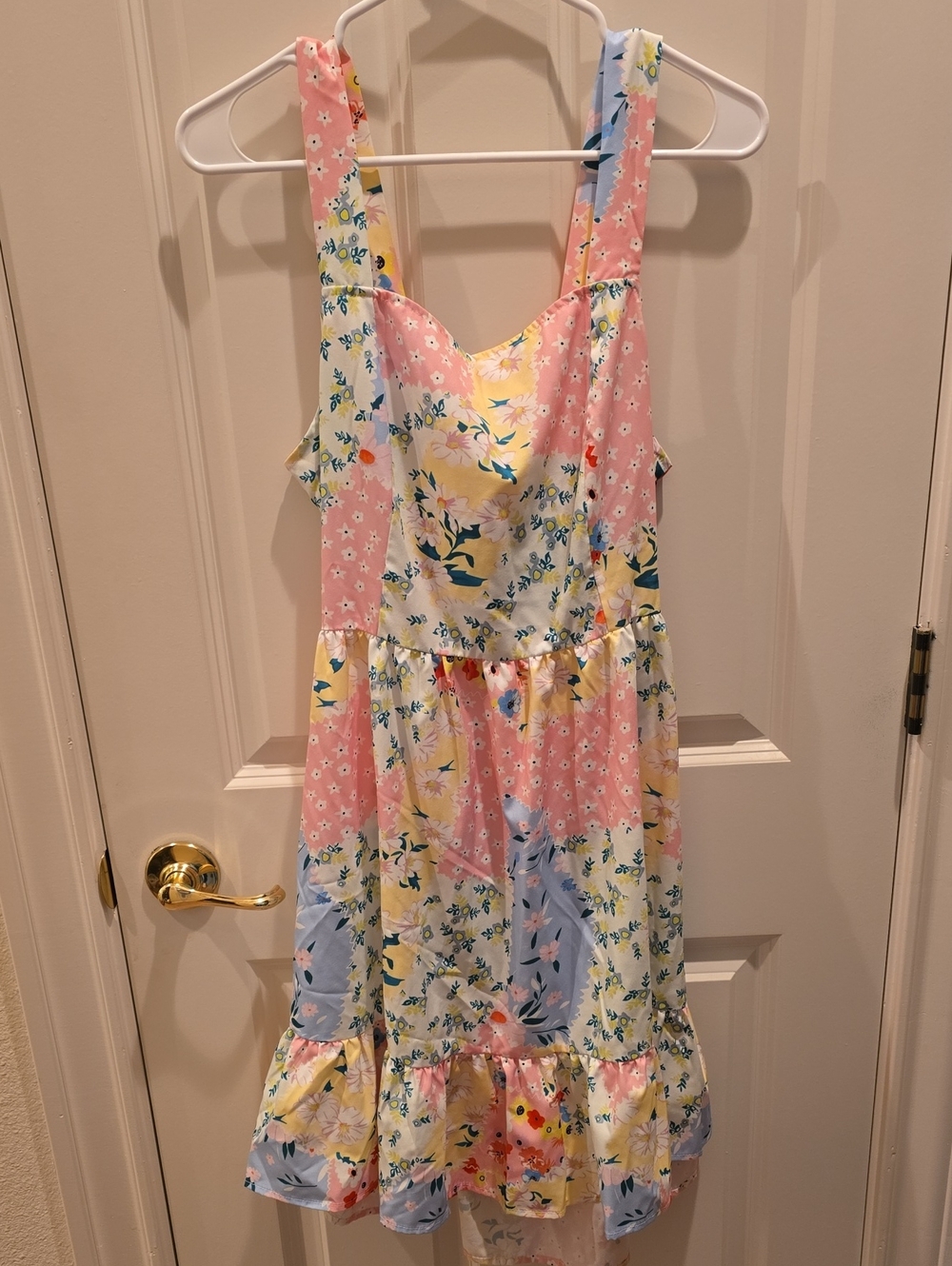 Womans Floral Multicolor Polyester Dresa